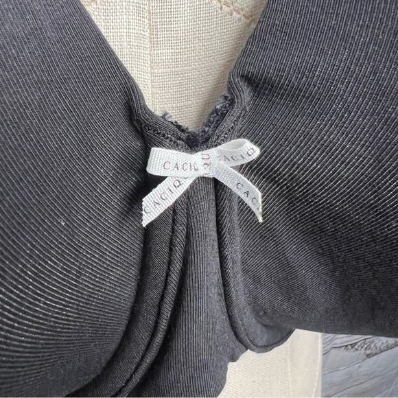 Cacique Bra 50D Lightly Lined Wired T-Shirt Bra Black with Bow Lane Bryant - Picture 3 of 8